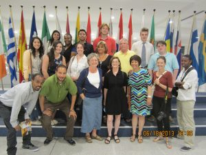 Students and faculty of the MC Study Abroad Program at the European Union Parliament. (Photo Credit: Greg Malveaux)