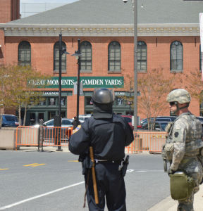 Local Police and National Guards at Camden Yards