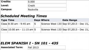 Saturday Class Scheduling Snapshot