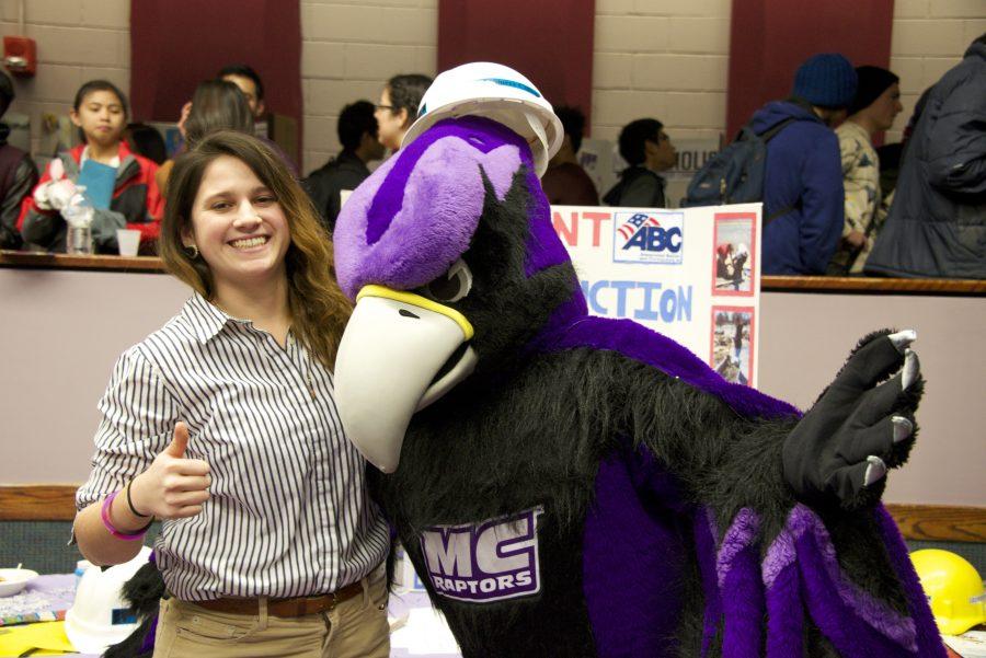 The Raptor and Grisel Munoz from the Student Construction Association. (Photo Credit: Adrilenzo Cassoma)