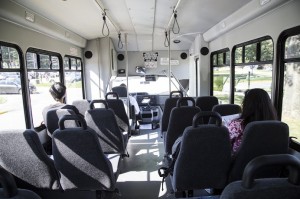 Inside shuttle bus Photo by Emmanuel Jean Marie