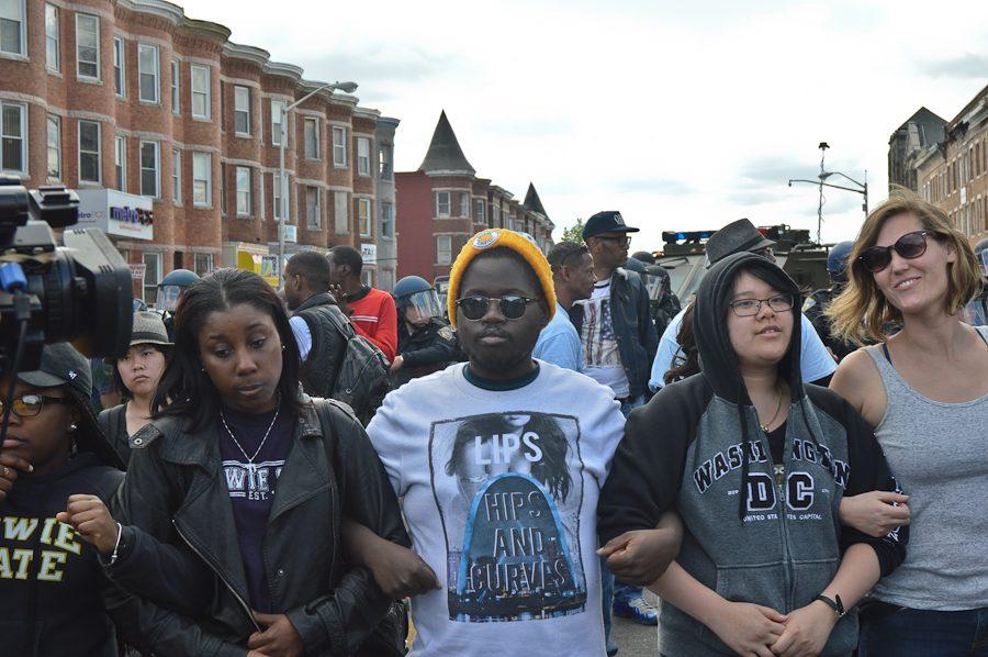 Tuesday ,April 28: Peace Protesting in Baltimore (Photo Credit: Peter Langer)