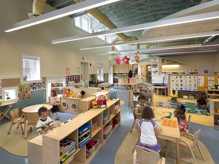 Children play in the MC Rockville campus child care center.