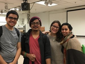 Club President, Savita Bansi, club Secretary, Maribel Romero, club Vice President, Victor Merino, and club Treasurer Juan Esparaza