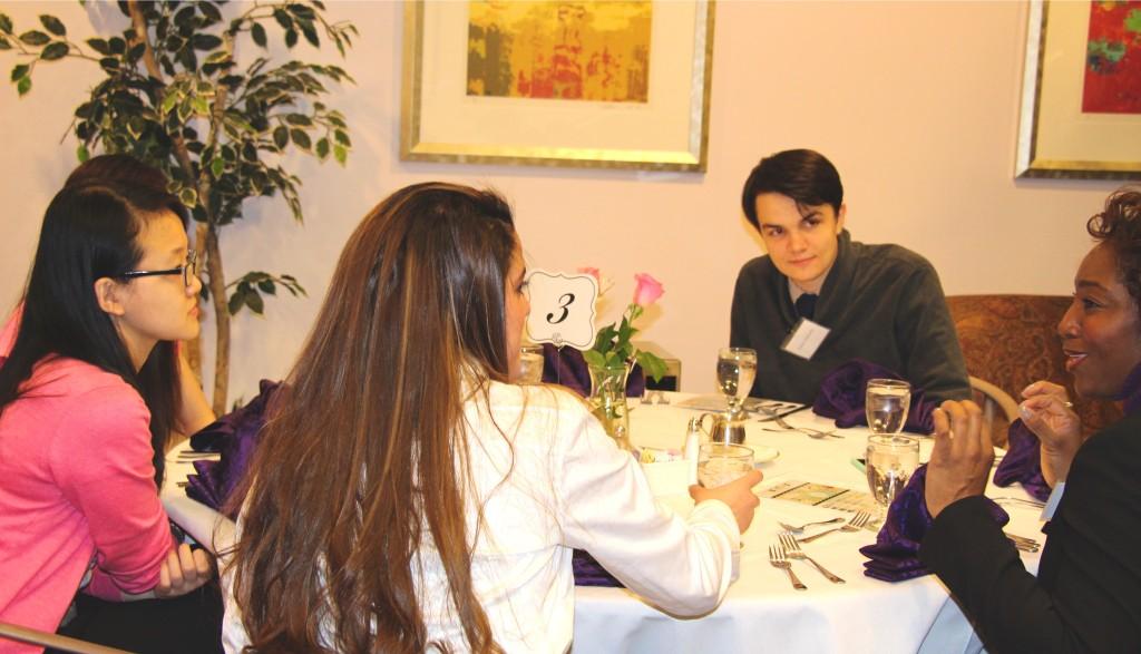 Students having conversation at the etiquette dinner. (photo: Sara Monterroso) 