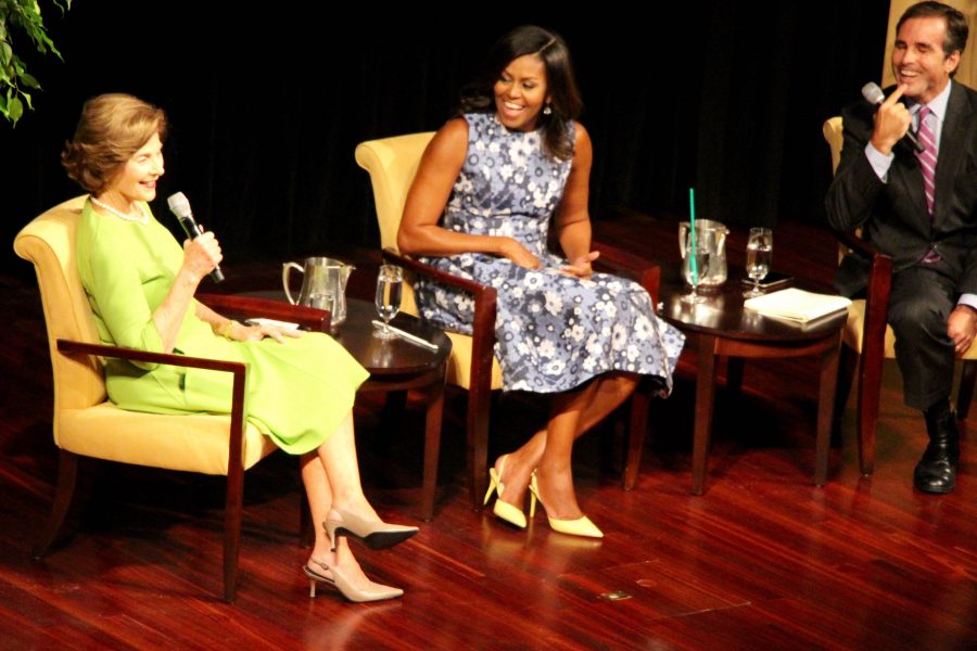 Former First Lady, Lauren Bush, First Lady Michelle Obama, and ABC anchor, Bob Woodruff at the Joining Forces initiative conference. (photo: Sara Monterroso)