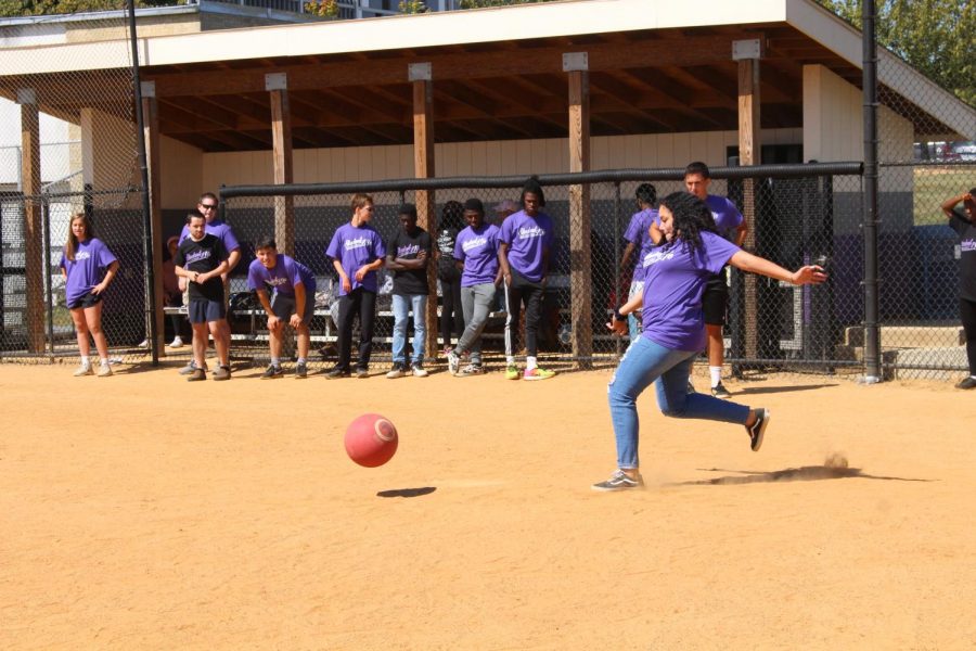 Students vs. Faculty playing kickball on Sep. 20.