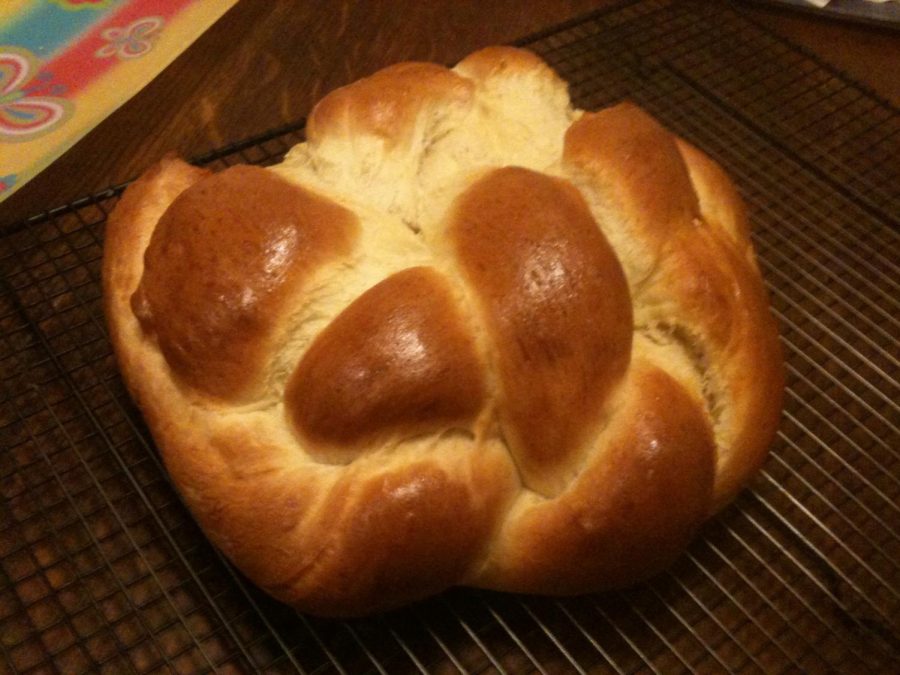 Challah is a round braided bread with raisins.