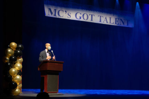 Montgomery College President Dr. Jermaine Williams gave opening remarks for the 10th anniversary MCs Got Talent Show