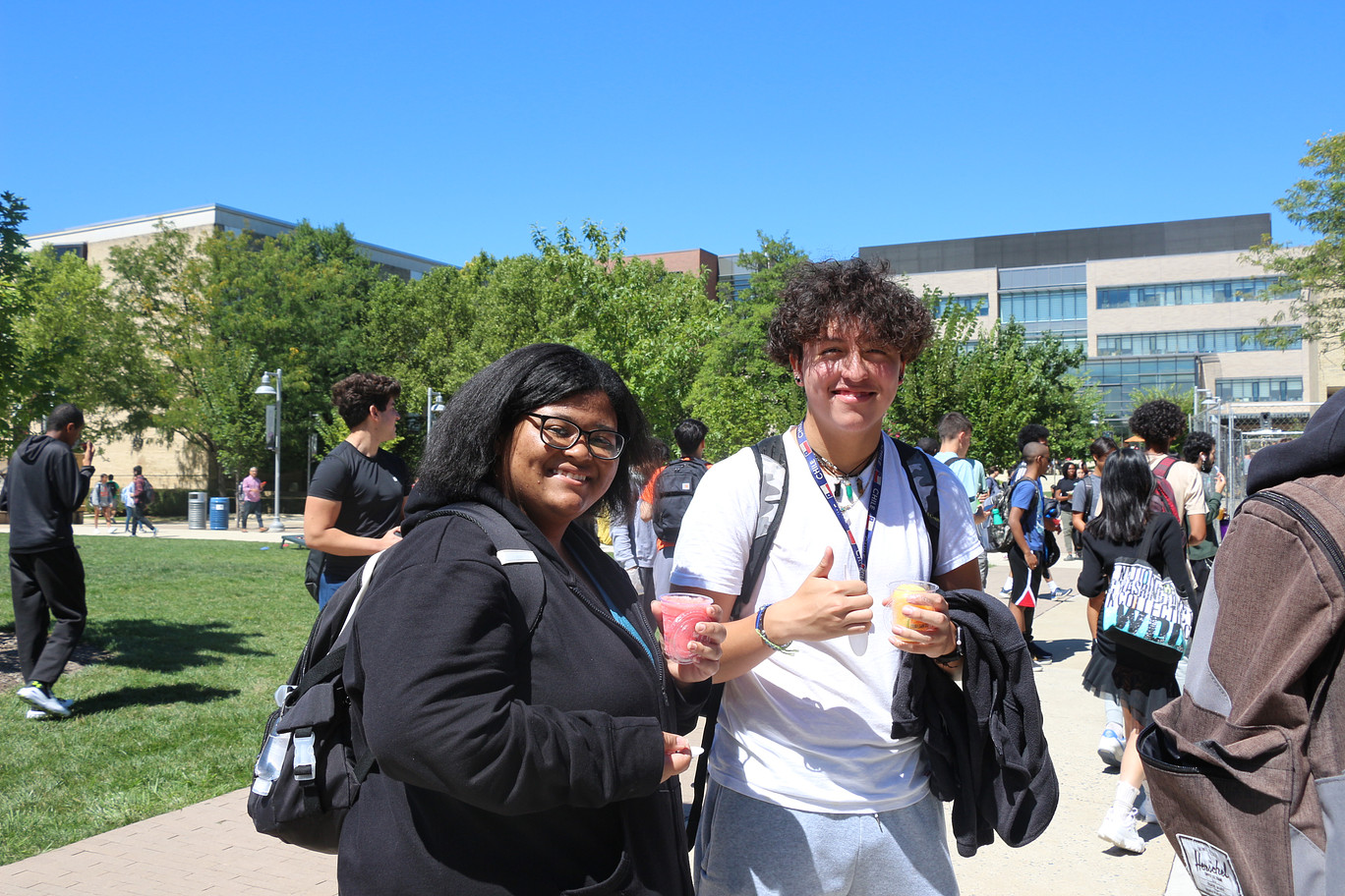 Students posed with their Italian ice.
