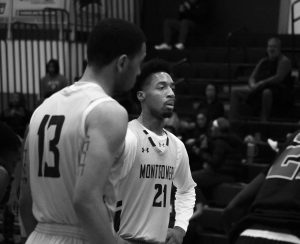 Raptors guard Franklin Ayissi-Etoh preparing to shoot two free throws in their matchup against the Baltimore City Community College (BCCC) Black Knights. Photo taken by Yabez Jackson. 