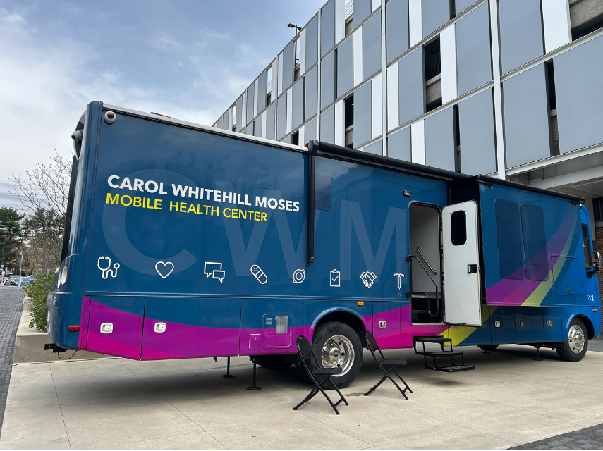 The Mobile Health Clinic outside the North Campus Garage. Photo Credit: Saanvi Bhatia